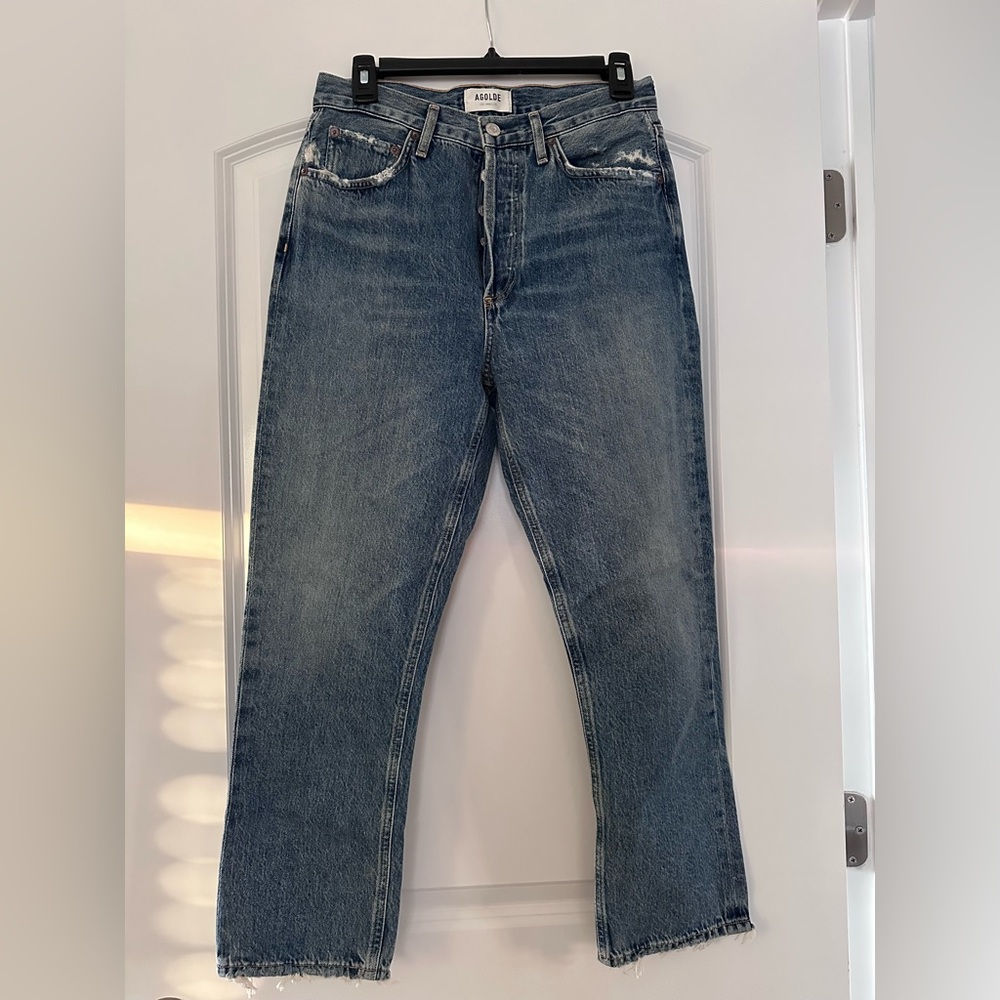 Agolde Women’s Riley High Rise Straight Crop Jeans